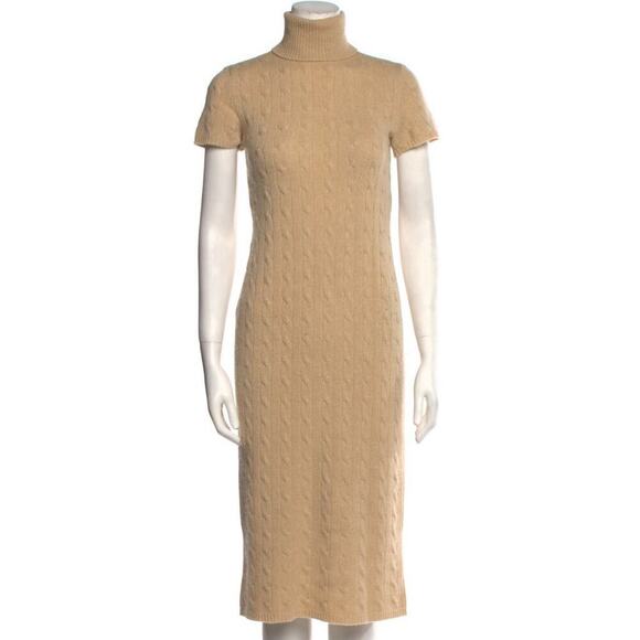 Ralph Lauren Collection Black Label Cashmere Sweater Dress CableKnit Turtleneck - Picture 1 of 3